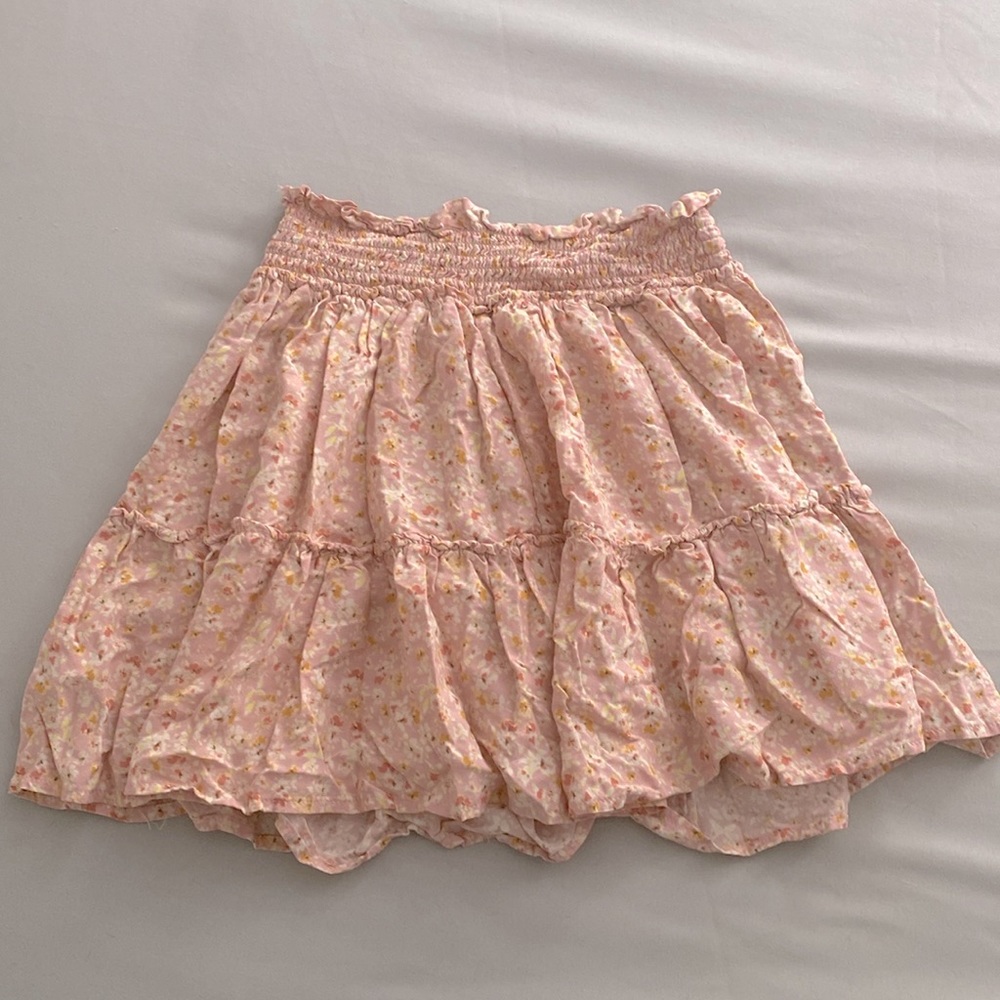 Pink floral mini skirt